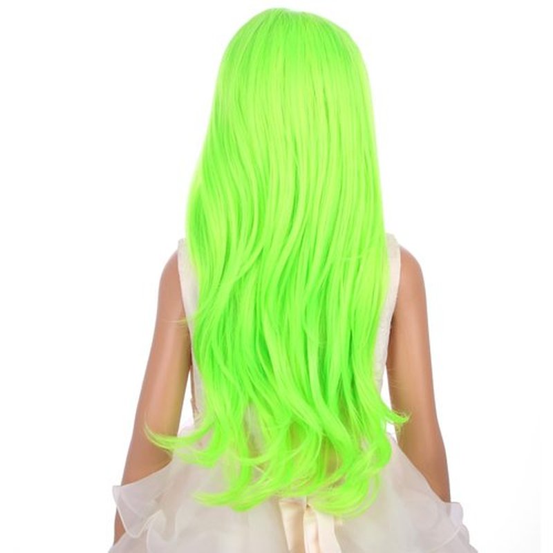 PATTNIUM Lime Green Wig for Kids Child Long Wavy Curly Neon Green Wig Bright Green Wig Girls Fluorescent Green Synthetic Wig