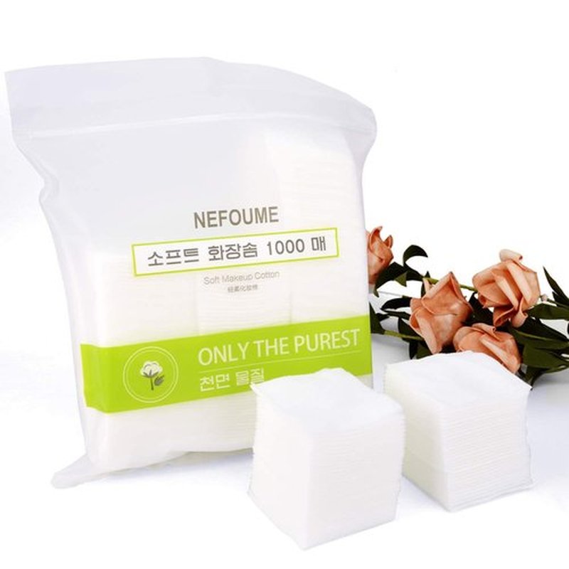 1000 PCS Thin Makeup Facial Cotton Pads, Soft and Square Nail Polish Remover Cotton Pads, Facial Eye Lip Makeup Remover Cotton Pads, Non-Woven Cotton, Lint Free