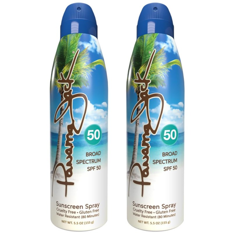 Panama Jack Continuous Spray Sunscreen - SPF 50, Broad Spectrum UVA/UVB Protection, PABA, Paraben, Gluten & Cruelty Free, Water Resistant (80 Minutes), 5.5 OZ (Pack of 2)