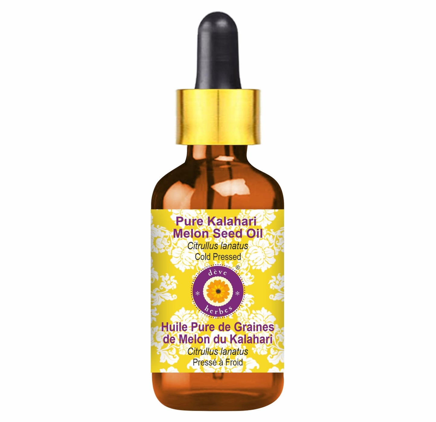 dève herbes Kalahari Melon Seed Oil (Citrullus lanatus) with Glass Dropper | Cold Pressed | Pure | For Diluting Essential oils | Hair, Skin & Massage | Non-Sticky| Lightweight| Unisex | 15ml (0.50 oz)