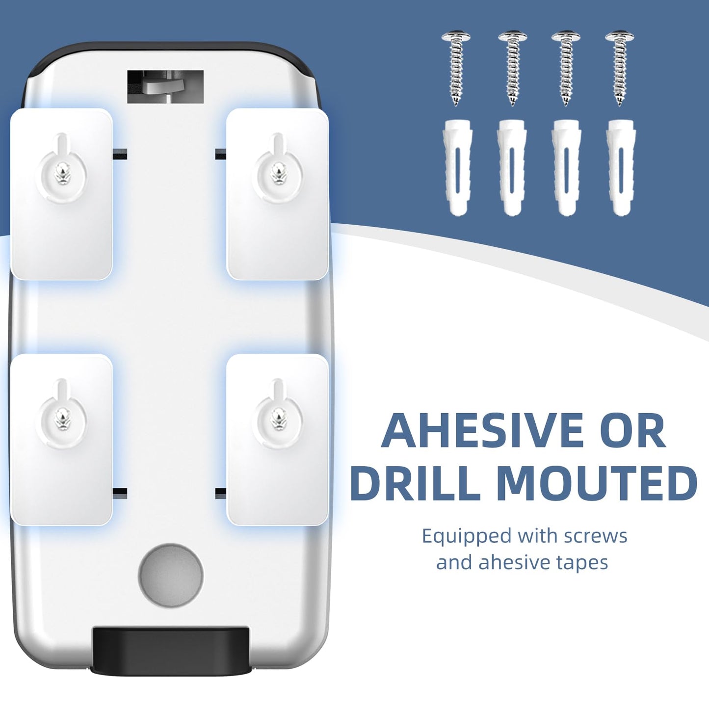 PLUSSEN Soap Dispenser Wall Mount Adhesive Commercial Soap Dispenser 800ml No Drill Hand Sanitizer Dispenser for Bathroom Support Liquid and Gel,Black-PN9088