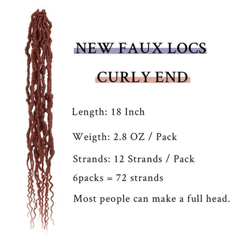 BOHOBABE Ginger Faux Locs Crochet Hair 18 Inch, Boho Soft Crochet Locs with Curly Ends, Long Ginger Red Bohemian Goddess Locs Crochet Braids for Black Women (6 Packs, 350#)