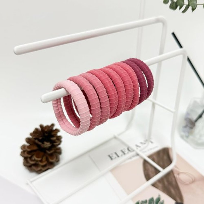 Jseng 10Packs Seamless Hair Ties for Women - No Damage Elastic Ponytail Holders Hair Accessories for Thick Curly Hair - Pastel Pink