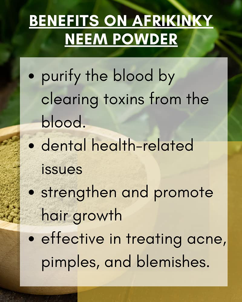 Afrikinky Neem Powder 250 Gram | 8.82 Ounce | for Skin Hair and Detox | Azadirachta Indica | Very Bitter | Natural