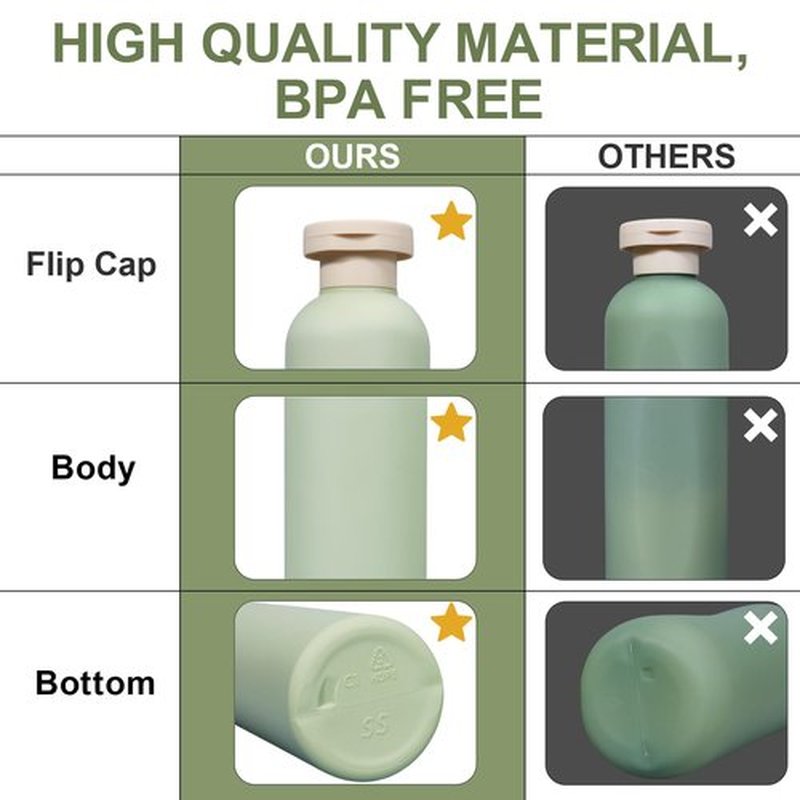 13.5oz 4Pcs Green Plastic Refillable Travel Shampoo and Conditioner Bottles Plastic Refillable Travel Shampoo Bottles with Flip Cap Plastic Refillable Shampoo and Conditioner Bottles Travel Size