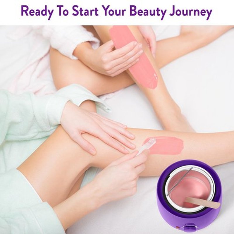 Professional Portable Wax Warmer Machine: Melts Hard Wax Beads for Body Face Hair Removal - with 14oz Wax Pot Adjustable Temperature Clear Lid (Purple)