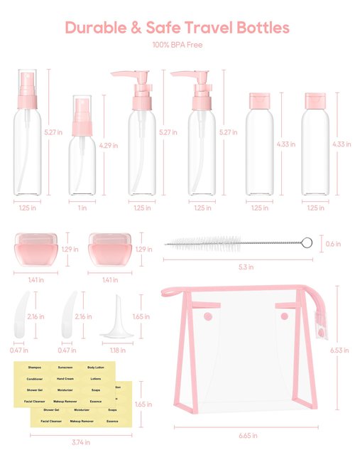 Morfone Travel Bottles kit, TSA Approved Travel Size Containers for Toiletries Leak Proof Refillable Liquid Travel Accessories with Toiletry Bag for Cosmetic Shampoo Conditioner Lotion