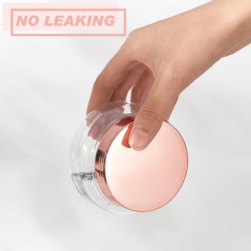 Tessco 24 Pack Plastic Jars with Lids Labels Plastic Containers Round Refillable Cosmetic Containers Empty Body Butter Jars Sugar Scrub Containers for Cosmetics (Clear, Rose Gold,5 oz)