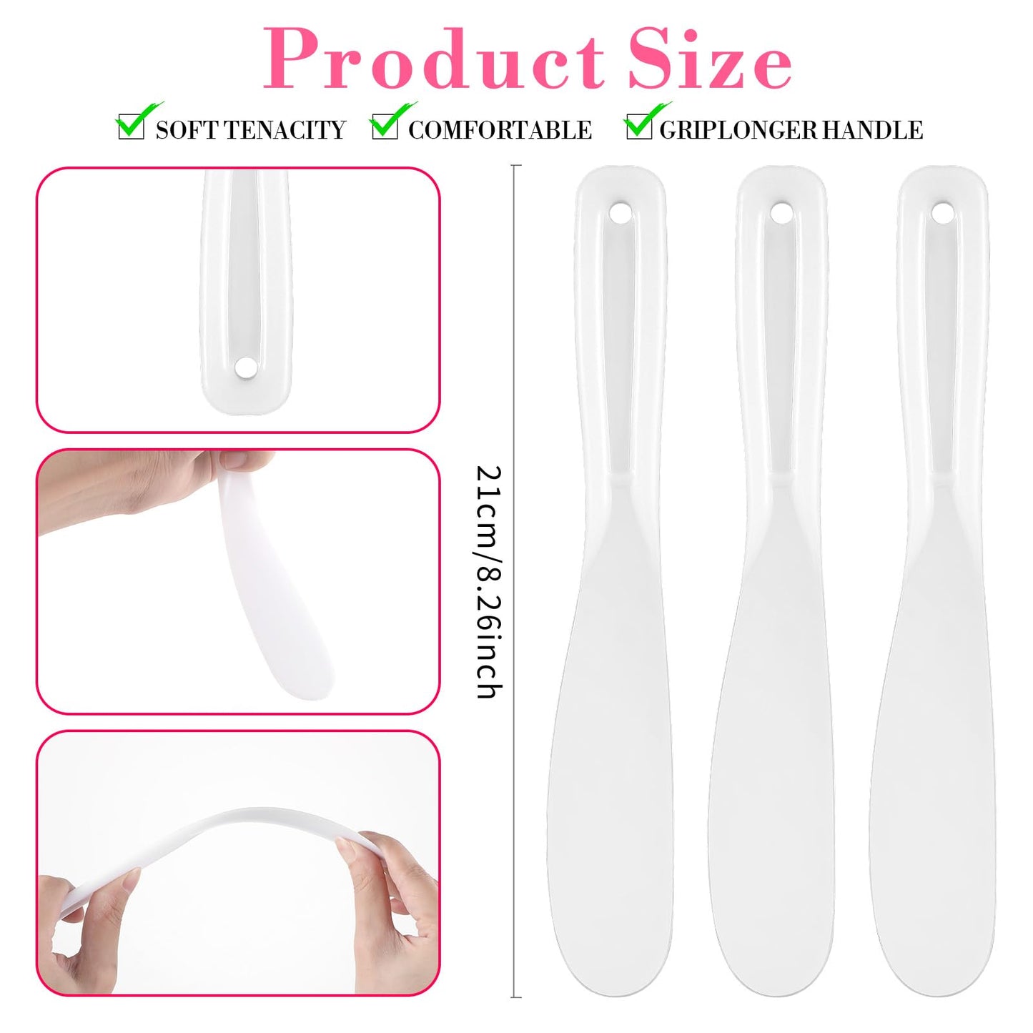Abeillo 10 Pcs Plastic Cosmetic Spatula Large Makeup Spatula Plastic Facial Spatulas Body Lotion Applicator Face Mask Spatulas for Skincare and Makeup Application