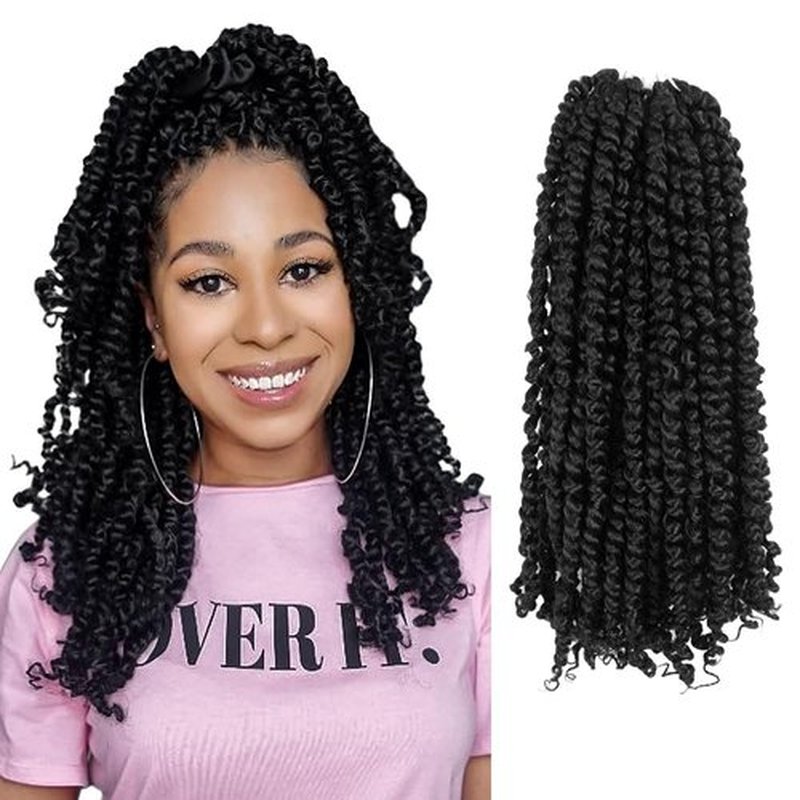 LOCSBYHAND 14 Inch Short Pre-looped/twisted Passion Twist Crochet Hair 4 Packs for Mixed-color Using (4 Packs,1B/Natural Black)