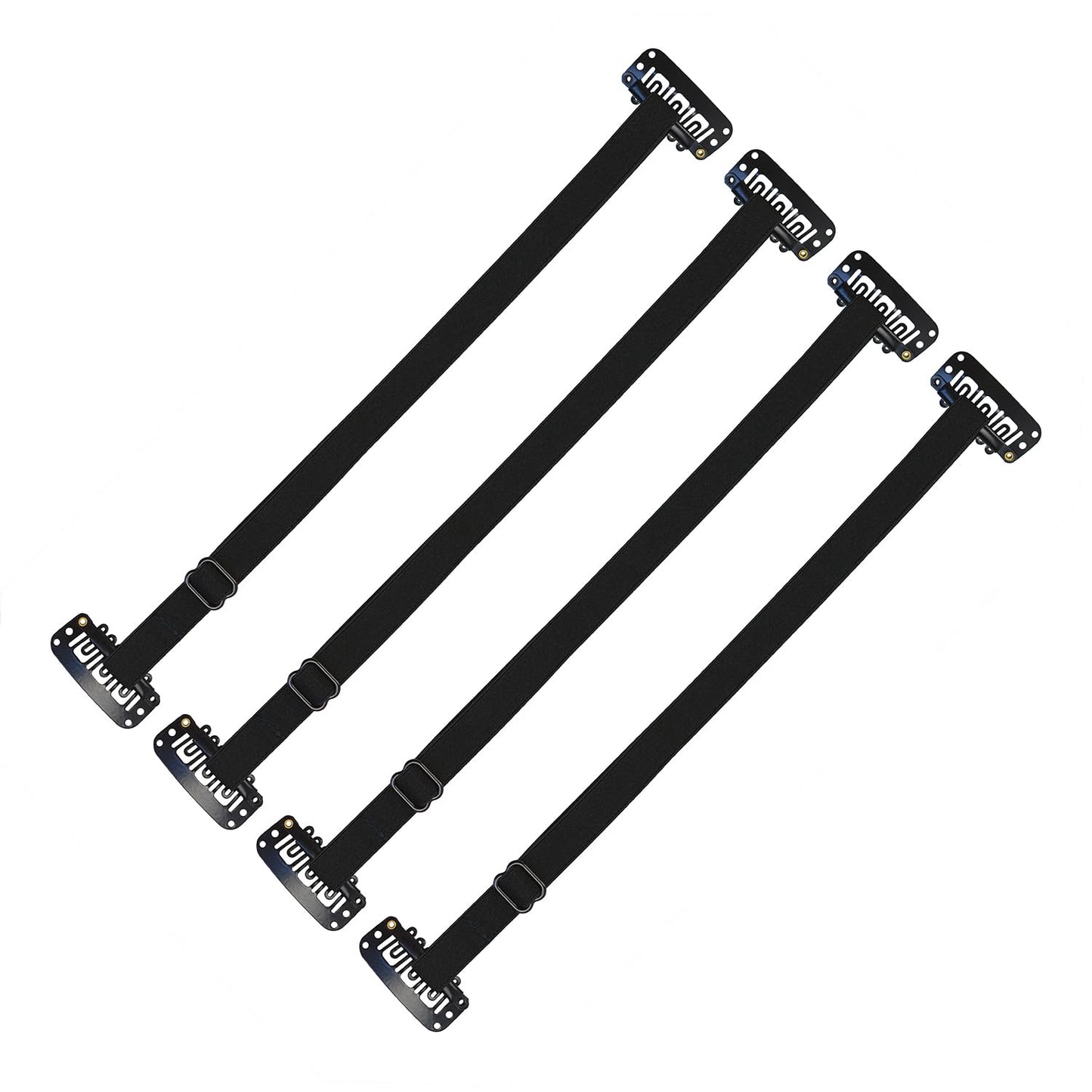 YTBYT 4 Pcs Facelift Bands with Clips Invisible Face Stretching Lifting Strap Adjustable Elastic Band Face Slimming Band (24cm Black Single Bands)