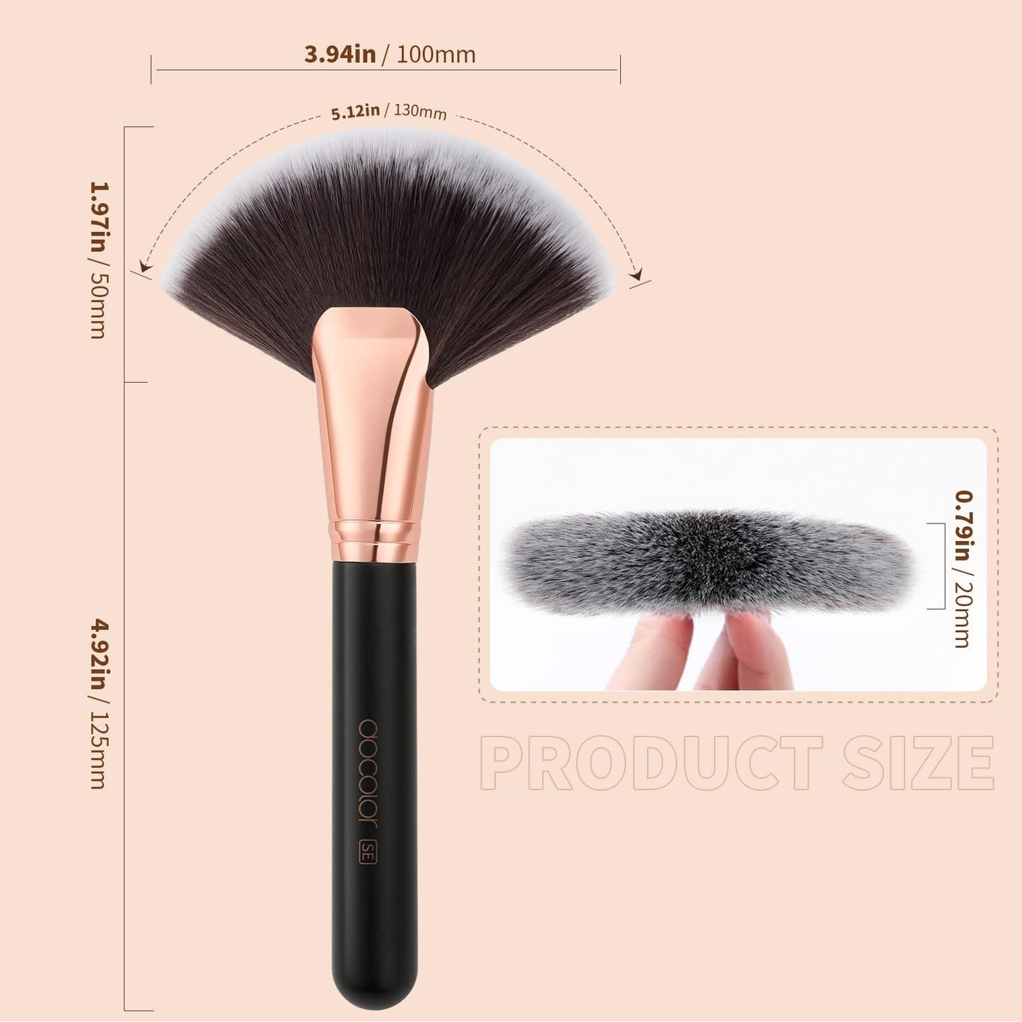 Docolor Fan Brush Finishing Powder Brush Multi-use Brush For Face and body Professional Highlighting Blush powder Bronzer Cheekbones Make Up Brushes Perfect For Spray Tan Powder Synthetic Hair Soft