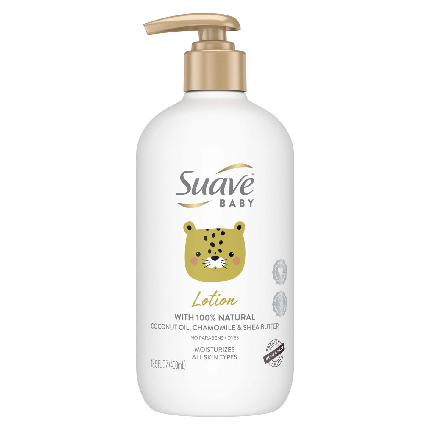 Suave Baby Baby Lotion for All Skin Types, with 100% Natural Coconut Oil, Chamomile & Shea Butter with No Parabens, Dyes 13.5 OZ