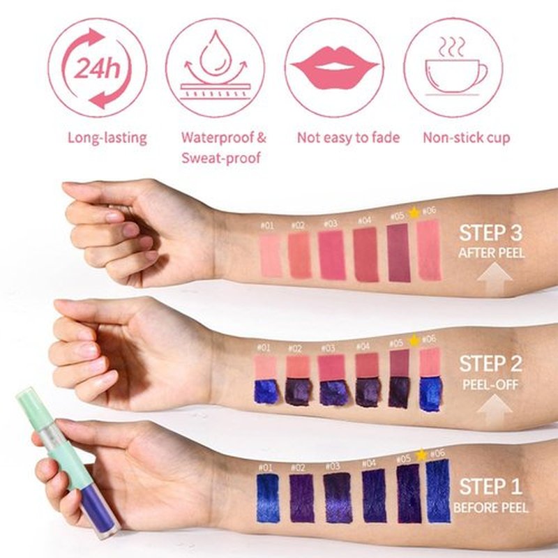 JUAAZIN Matte Lip Gloss with Spray Bottle, Pink Liquid Lip Stain Peel Off, Long Lasting Waterproof Lipstick Lip Gloss Stain, Transfer-proof, Highly Pigmented Color (Cherry Blossom Pink)