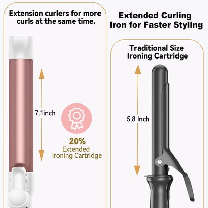 1 1/4 Inch Curling Iron,Curling Wand for Long Hair,5 Adjustable Temp LCD Digital Control,32 mm Thin Long Barrel Curling Iron Double Voltage 110-240V