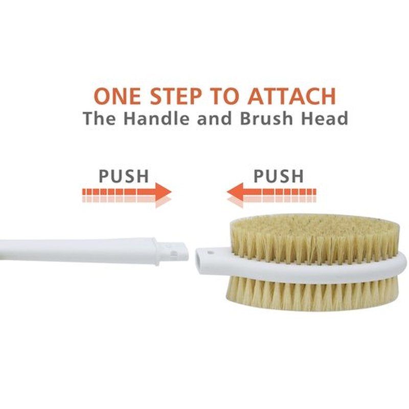 Shower Brush with Soft and Stiff Bristles,20.5" Extra Long Handle Dual-Sided Back Scrubber Bath Brush Body Exfoliator for Wet or Dry Brushing (Grey)(Super Long Handle)