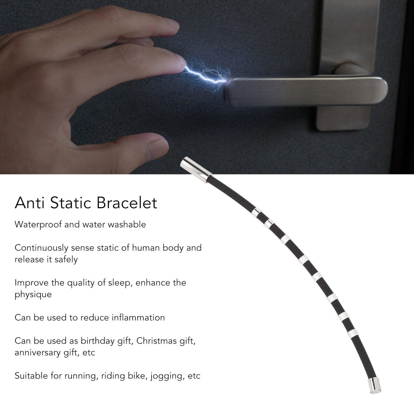 Anti Static Wristband for Everyday Use, Silicone ESD Bracelet Static Electricity Discharge Band, Reusable Antistatic Wrist Strap for Office, Home, Travel and Winter Season