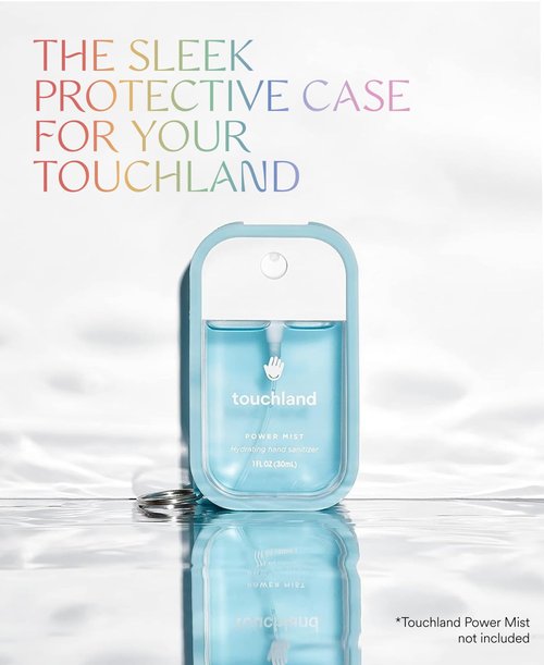 Touchland Mist Case for Power Mist and Glow Mist (1FL OZ), Protective and Stylish Hand Sanitizer Spray Accessory, Silicone Case with Keyring, Frosty Blue