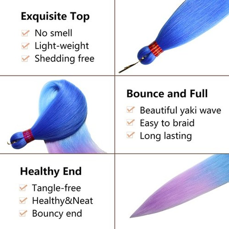 Braiding Hair Pre Stretched,Ombre Braiding Hair 28''-3 packs Silky Color Blend Braid Hair Extensions