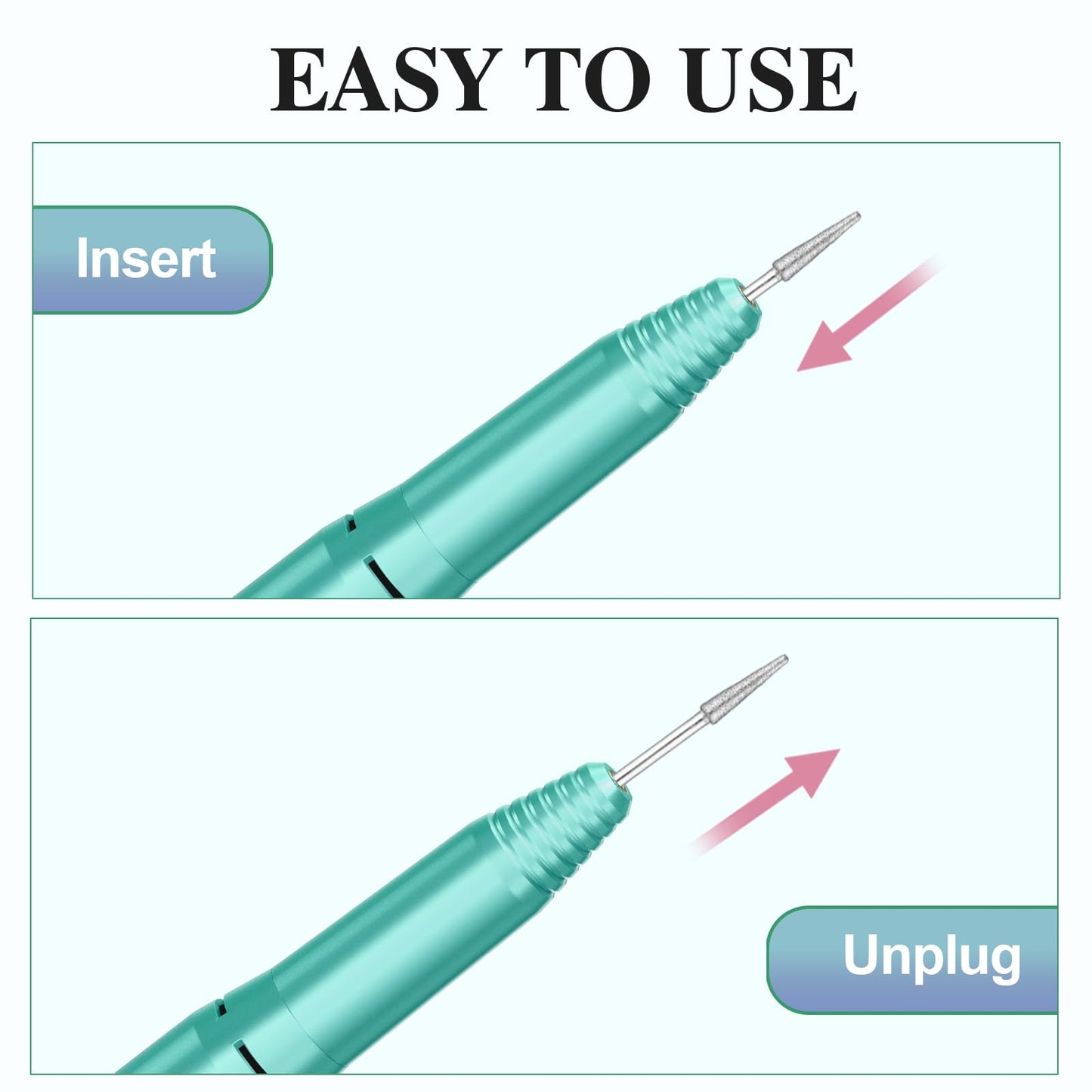 Nail Drill Handpiece Replacement for Professional Nail Drill Machine, 20000 RPM Handpeice Replacement Parts for SUBAY, ALLE˙S, HOINVO and JIASHENG, Green