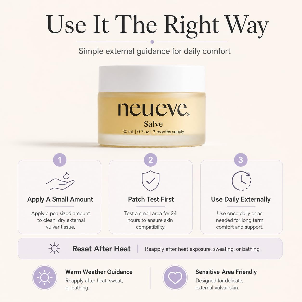 NeuEve Salve for Women Under 70 – Hormone-Free External Moisturizer for Intimate Dryness, 20g Jar (New Packaging)