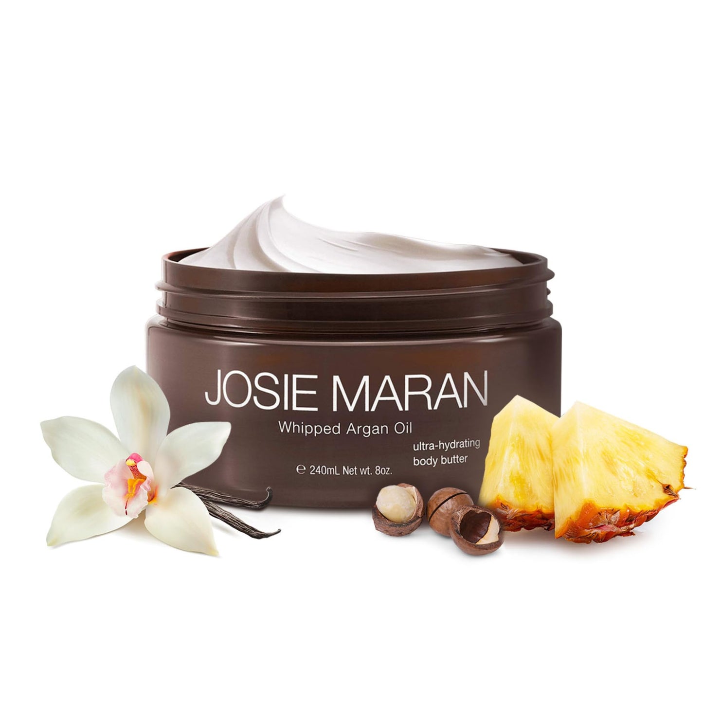 Josie Maran Whipped Body Butter - Skin Firming Body Cream with Argan Oil, Whipped Shea Butter, Avocado Oil & Essential Fatty Acids - Radiance-Boosting Skincare - Blissful Beach (8 Fl Oz)