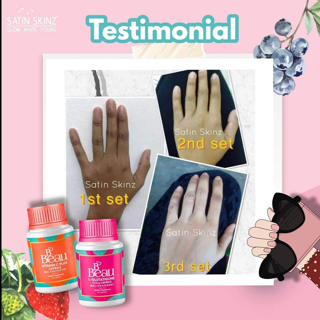B'Beau L Glutathione 500mg And B'Beau Vitamin C Capsule. Two Packs for ANTI AGING, ANTIOXIDANT. HYPERPIGMENTATION TREATMENT