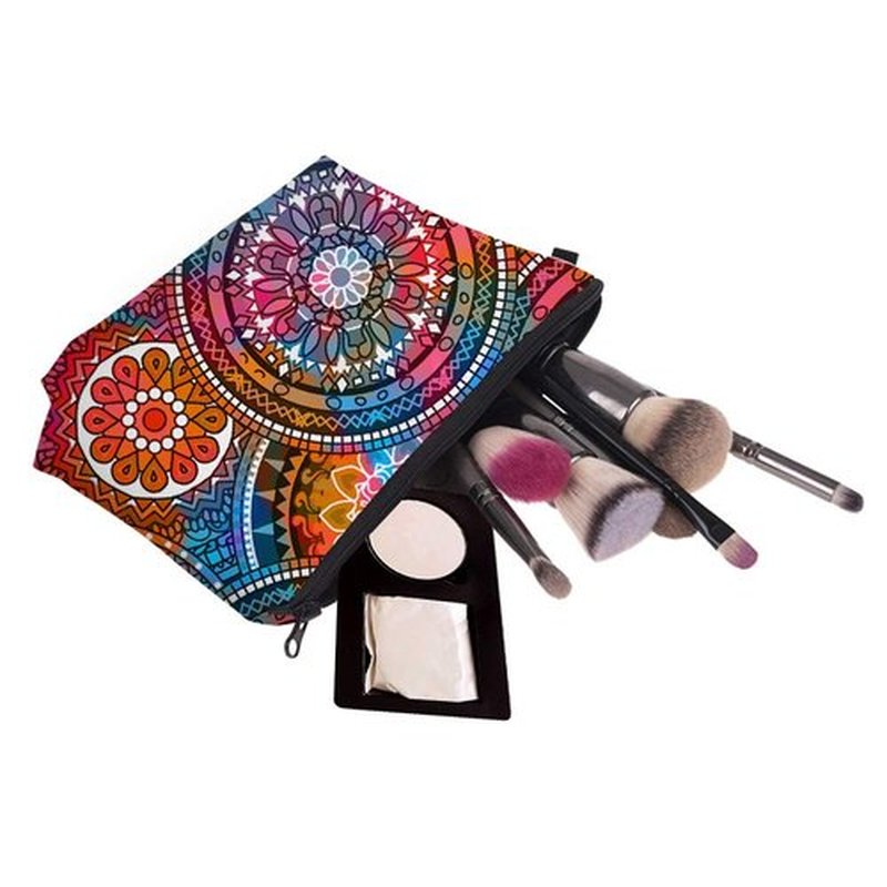 Deanfun Cosmetic Bag for Women, Mandala Flowers Waterproof Makeup Bags Roomy Toiletry Pouch Travel Accessories Gifts (51555)
