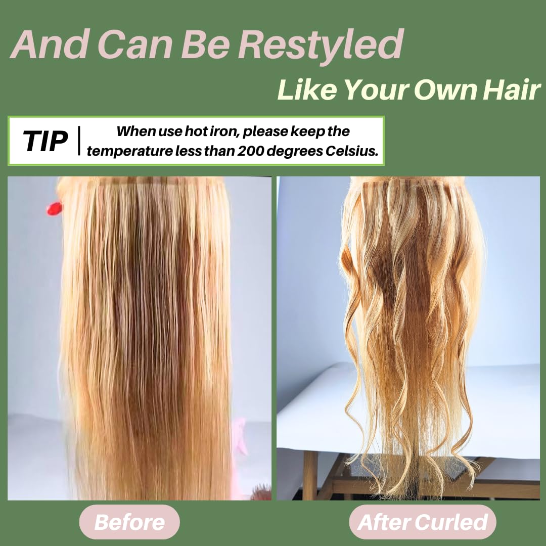 Brown Blonde Tape In Hair Extensions Human Hair Seamless Hair Extensions Tape In Real Human Hair