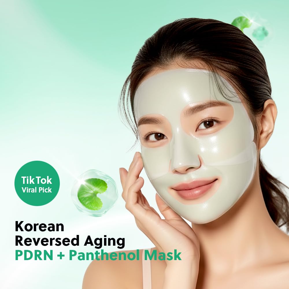 COSYUREE PDRN + Panthenol Deep Absorbing Hydrogel Mask, Korean PDRN Hydrogel Mask, Overnight Face Mask, Hydrating, Glass Skin, Repairing, Korean Skincare, 34g x 4ea