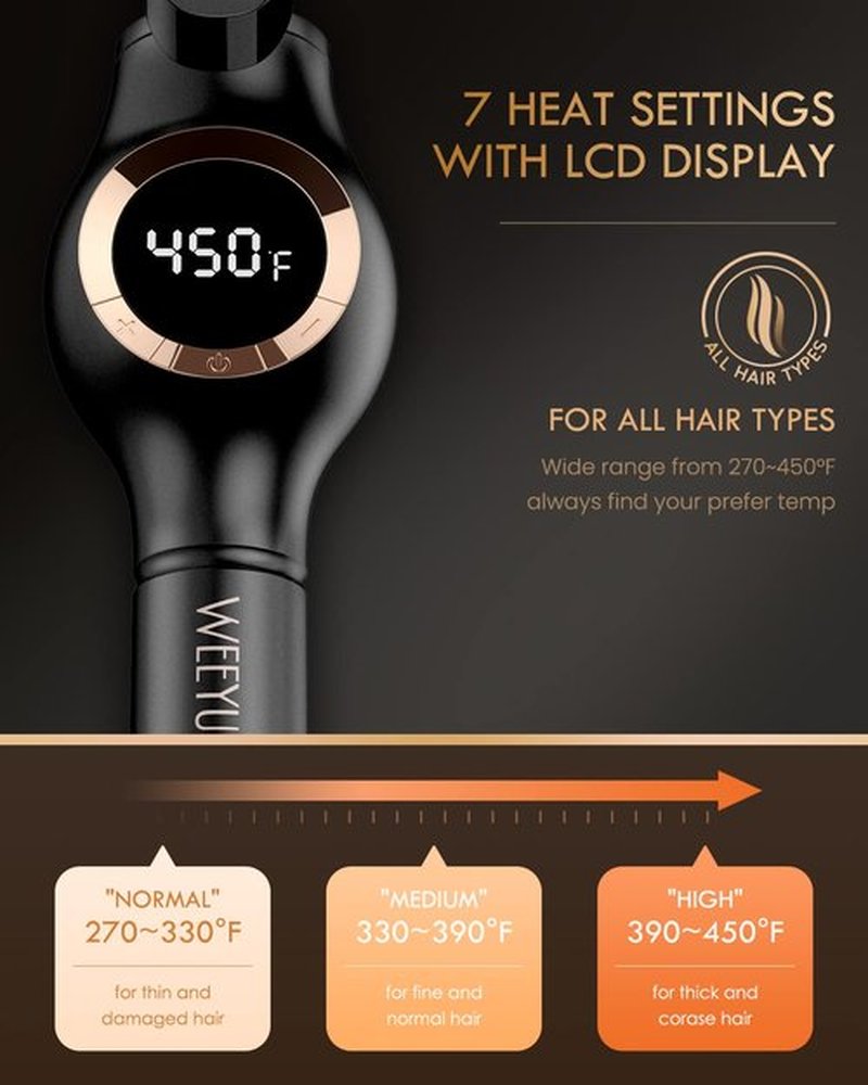 Curling Iron 1 Inch Barrel, Long Barrel Curling Wand for Hair, Ceramic Tourmaline Hair Curling Iron Dual Voltage