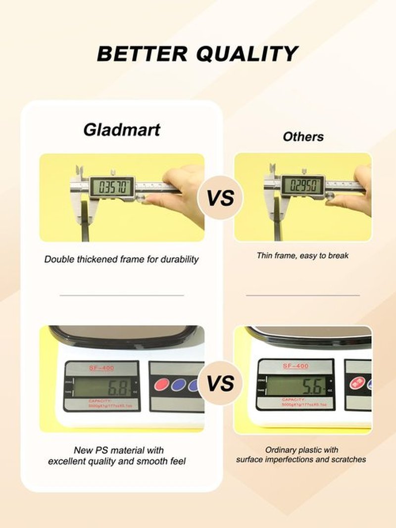 Gladmart Hand Mirror Salon Barber Hairdressing Handheld Mirror with Handle (Square Red 7.4 x 10.3 inches)