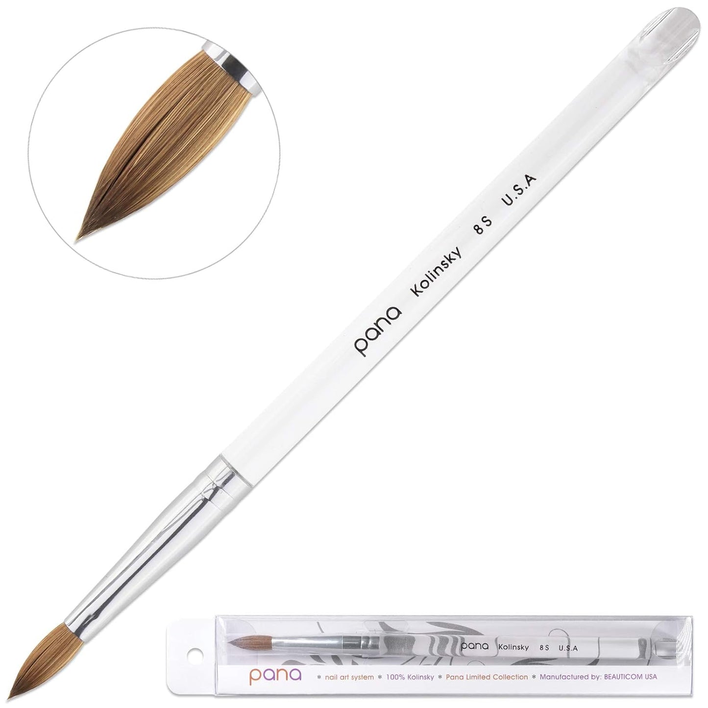 pana USA Acrylic Nail Brush100% Pure Kolinsky Hair New Teal Wood Handle with Silver Ferrule Oval Crimped Shaped Style (Size # 10)