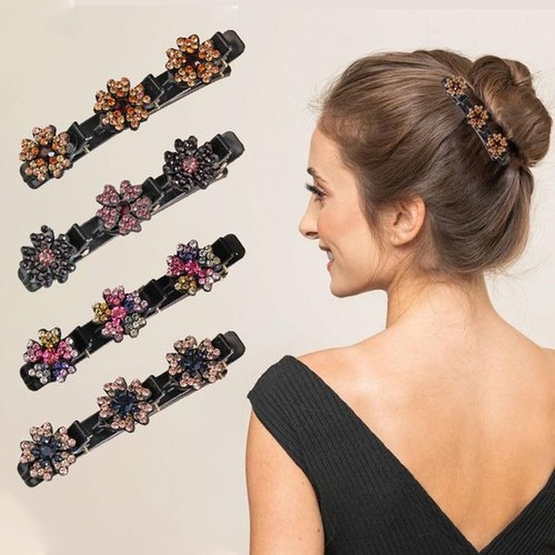 Sparkling Crystal Stone Braided Hair Clips, 2024 New Braided Hair Clips for Women, Sparkling Braided Hair Clips, Shiny Elegant Hair Styling Clips, Women Crystal Stone Braided Hair Clips(4PCS)