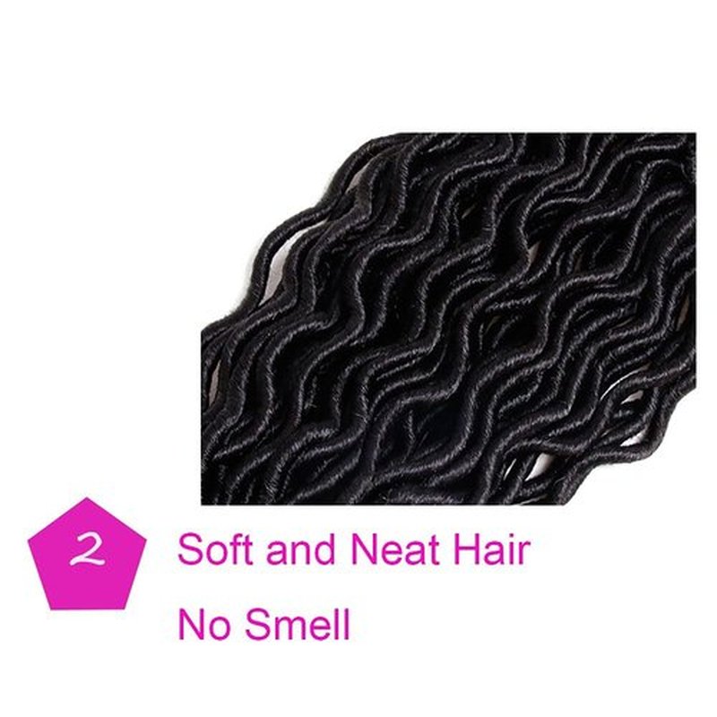 6 Packs Goddess Locs Crochet Hair Wavy Curly Faux Locs Crochet Braids Synthetic Hair Extensions Dreadlocks Crochet Locs Low Temperature Braiding Hair (14" (6 Packs), #2)