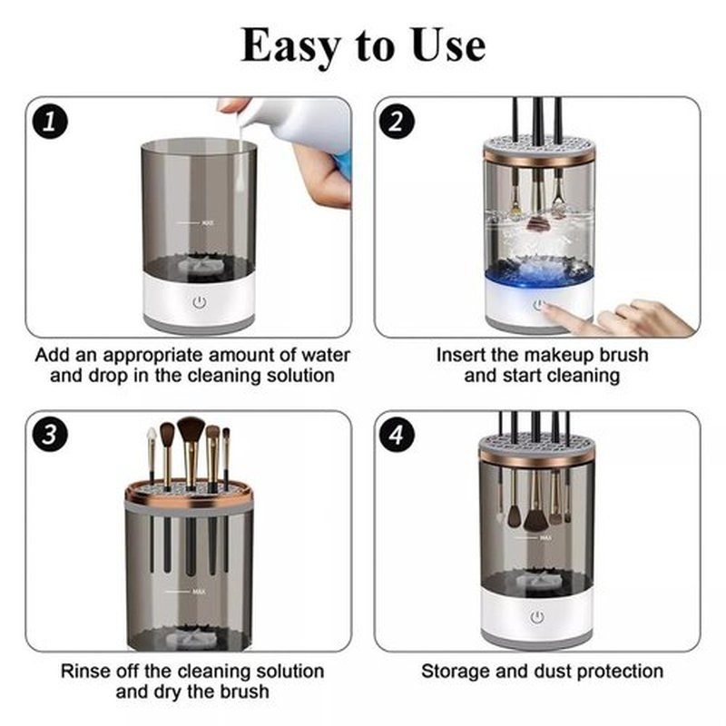 BeautySwirl - Cosmetic Brush Cleaner, The Cozy Luna Makeup Brush Cleaner Beauty Swirl Electric Cosmetic Brush Cleaner Cozy Luna Rechargeable Automatic Spinning for All Size Makeup Brush (1set)