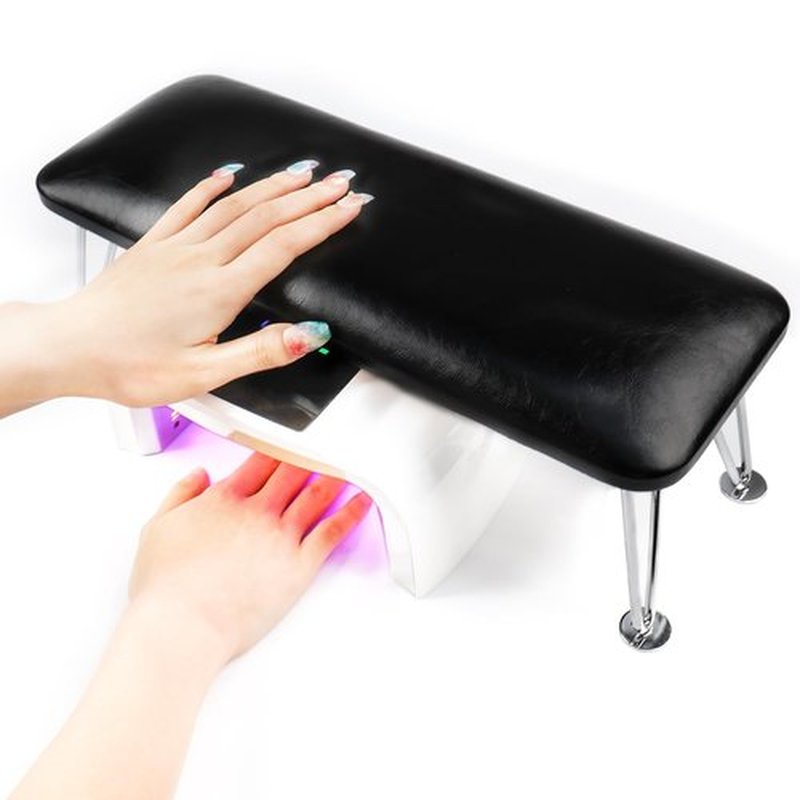 BOMOQING Arm Rest for Nails, Microfiber Leather Nail Arm Rest for Acrylic Nails, Nails Arm Rest Table with Pillow Cushion Hand Holder for Manicure, Hand Rest for Nails Tech, Home Use or Salon(black)