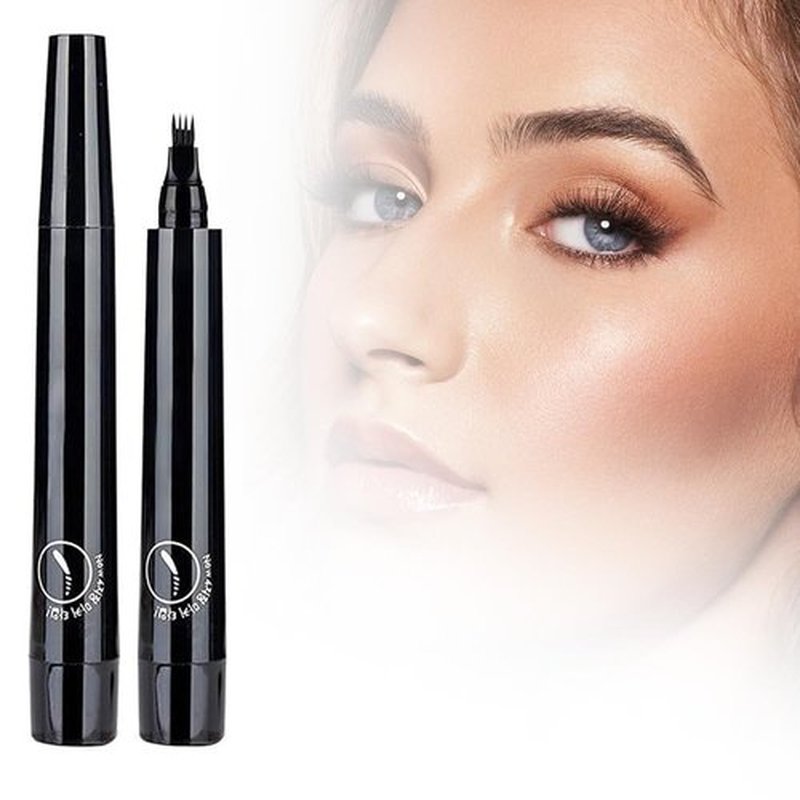 Upgrade 2PCS Magic Eyebrow Pencil, 2025 New 4-Tip Microblade Brow Pen Magic Eyebrow Pen, Waterproof Microblading Eyebrow Pencil Contouring Pen Natural Gap Filling Eyebrow Makeup Brow Pen (Black)