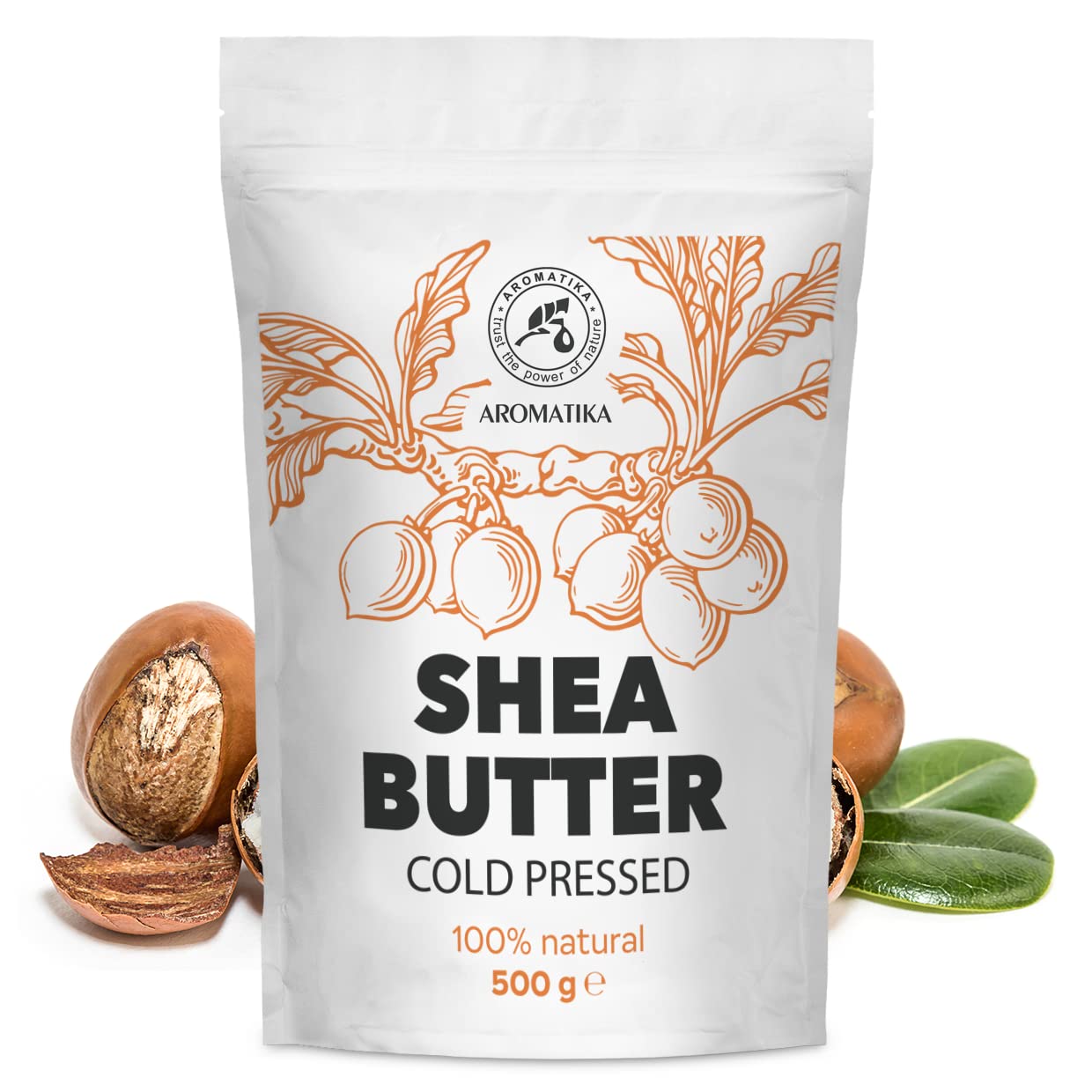 AROMATIKA Shea Butter 17.5 Oz (500g) - Unrefined Raw/Pieces - Africa - Ghana - 100% Pure Shea Butter Body Butter - Cosmetic Grade - for Hair Skin Lip Face Feet Body Care - Massage