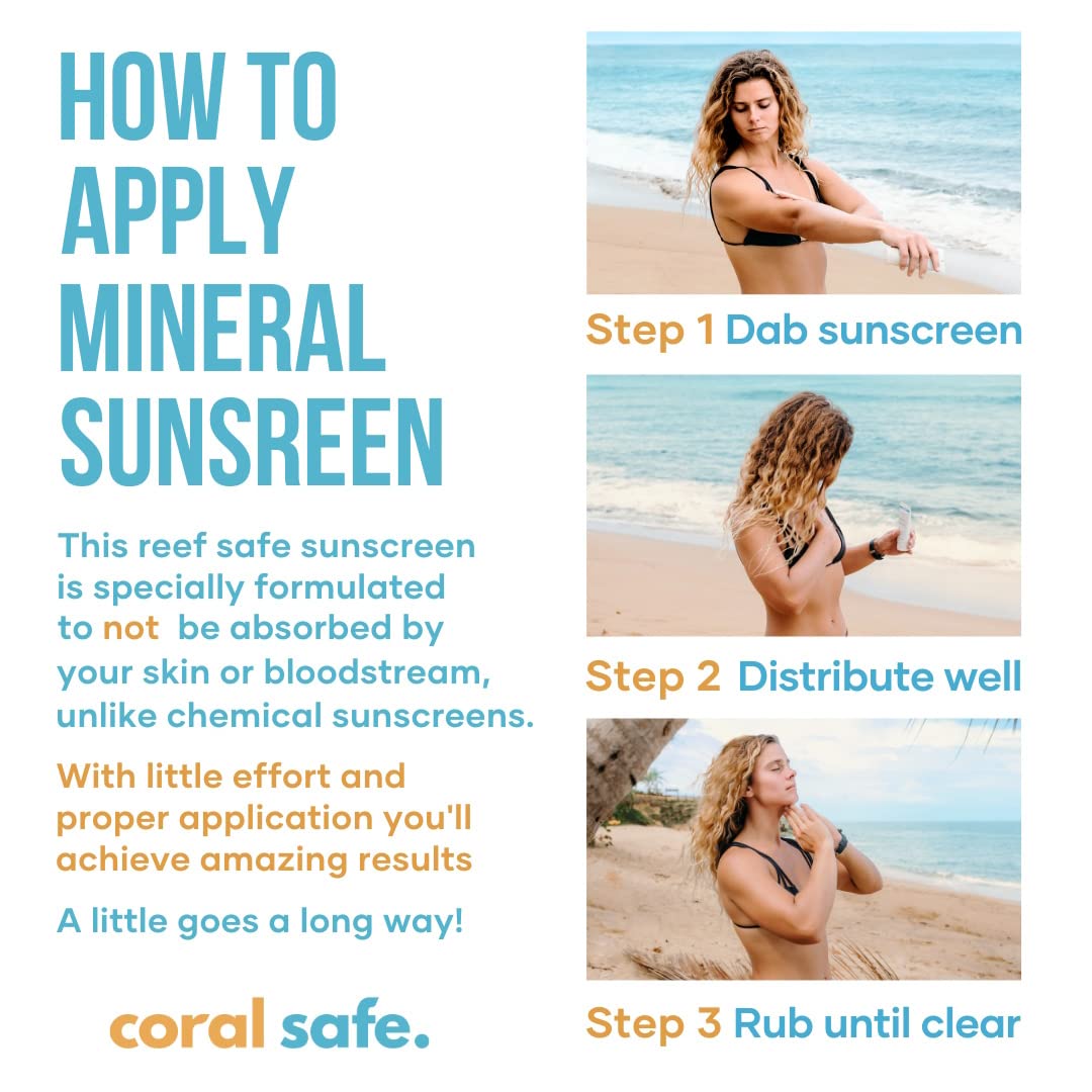 Reef Safe Mineral Sunscreen Face Stick SPF 50 - Biodegradable, Non-Nano Zinc Oxide, Travel Size, Hawaii & Mexico Approved, TSA Approved, 0.5 oz by Coral Safe