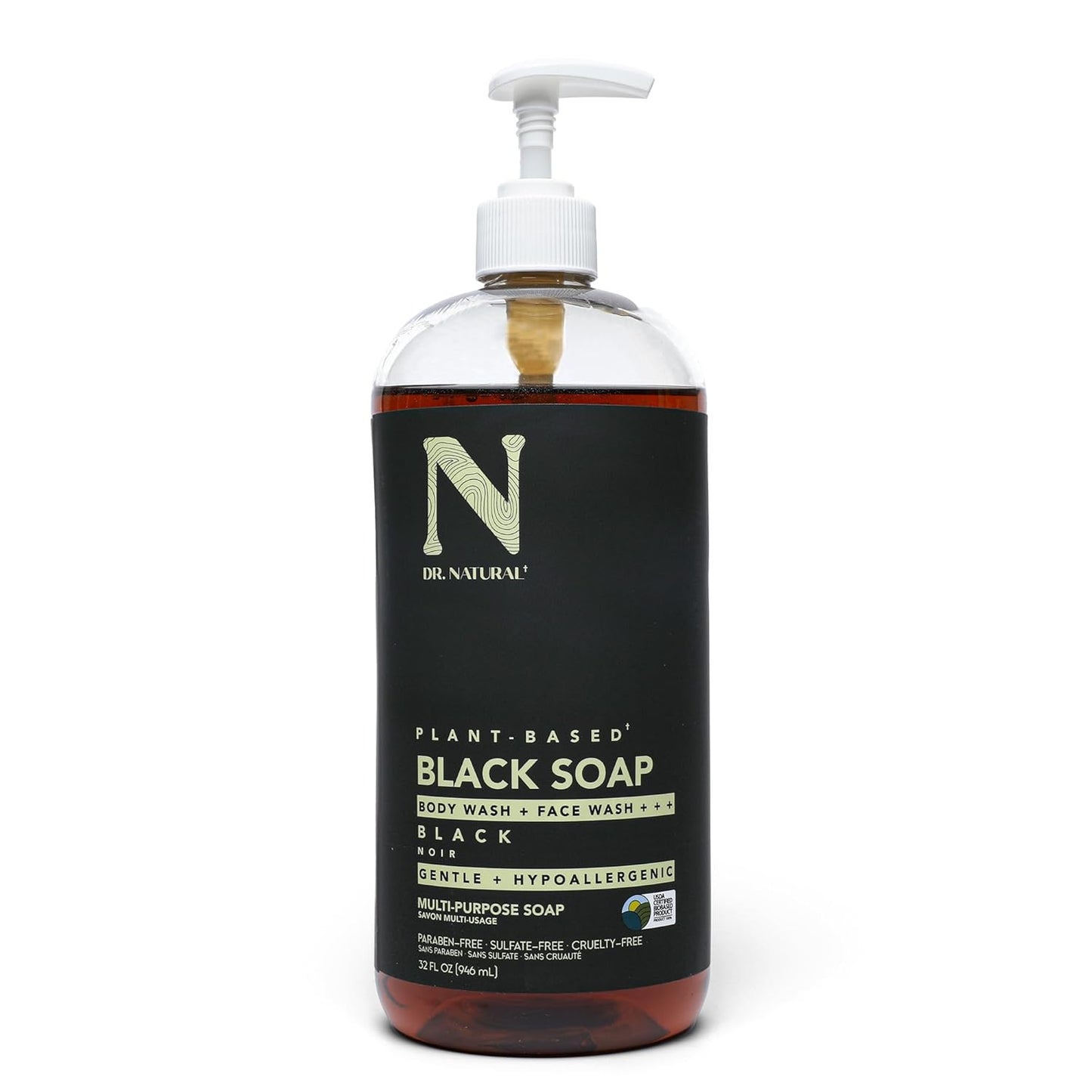 Multi-Purpose Black Liquid Soap - Natural West African Body Wash | Deep Moisturizer, 32 oz