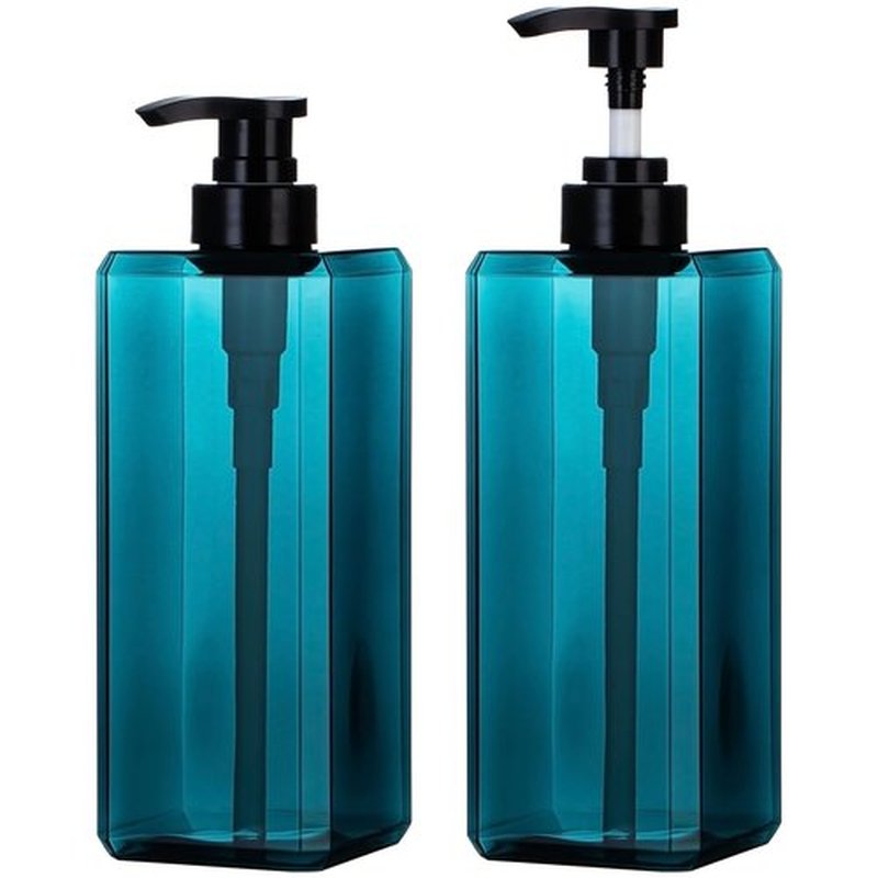 Yebeauty Pump Bottle Dispenser, 27oz 800ml Empty Plastic Shampoo Pump Dispenser Shower Soap Dispenser Refillable Liquid Containers for Conditioner Body Wash, Bathroom Kitchen, 2 Pack Sea Blue