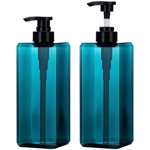 Yebeauty Pump Bottle Dispenser, 27oz 800ml Empty Plastic Shampoo Pump Dispenser Shower Soap Dispenser Refillable Liquid Containers for Conditioner Body Wash, Bathroom Kitchen, 2 Pack Sea Blue