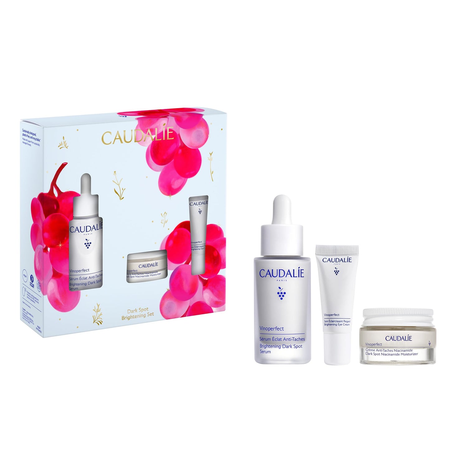 Caudalie Vinoperfect Skin Care Gift Set, Dark Spot Brightening Serum and Vinosun Daily Broad Spectrum SPF 50 Mineral Sunscreen Lotion for Face