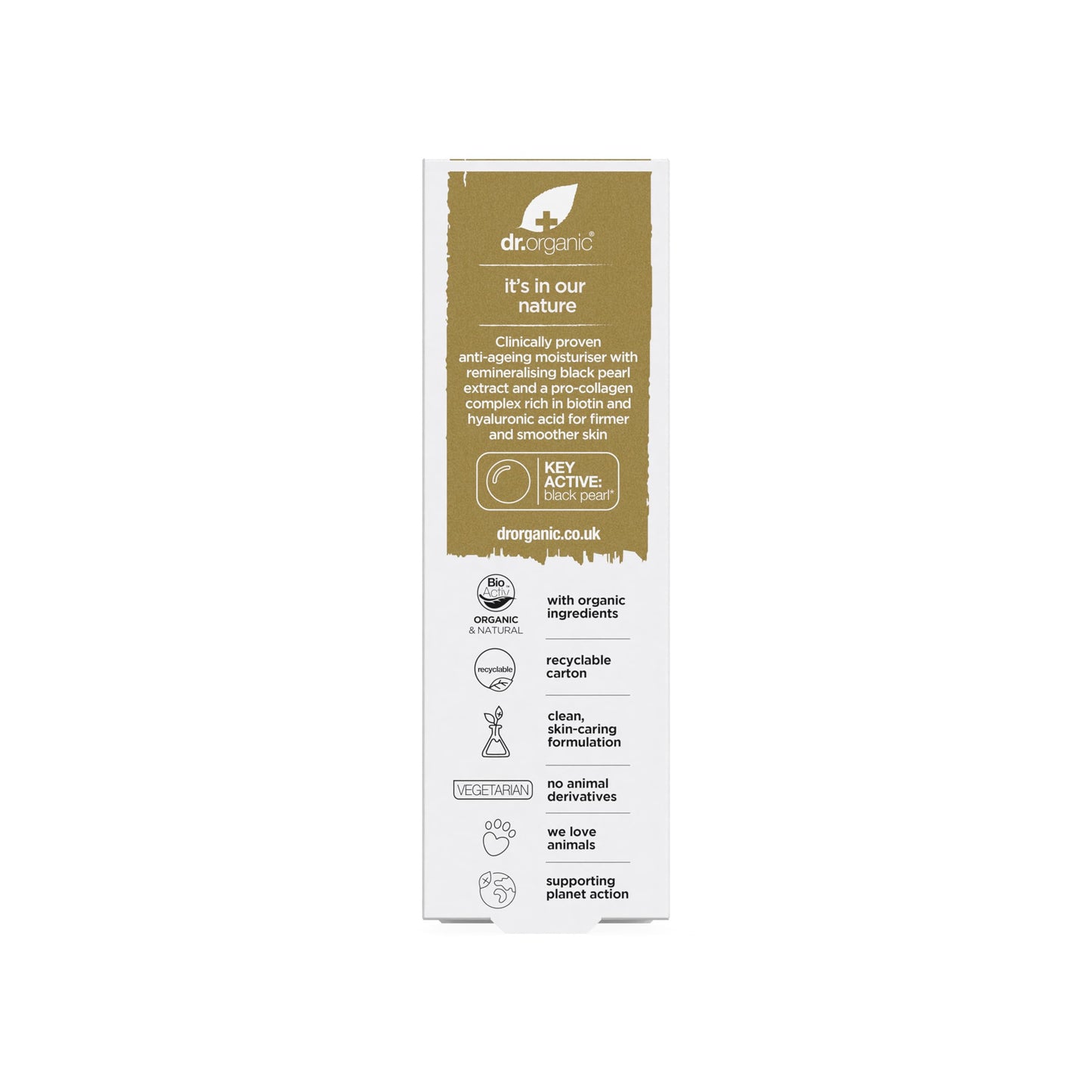 Dr. Organic Pro Collagen Plus + Anti-Ageing Moisturiser with Black Pearl | Firm & Smooth Skin, Reduces Wrinkles, (All Skin Types) Natural, Certified Organic, Paraben & SLS-Free, 50 mL / 1.7 fl oz