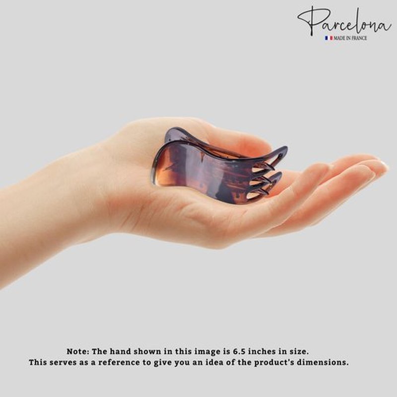 Parcelona French Simply Bear Paw Tortoise Shell Celluloid Medium Side Slide In Jaw Yoga Hair Claw Clip for Fine Hair