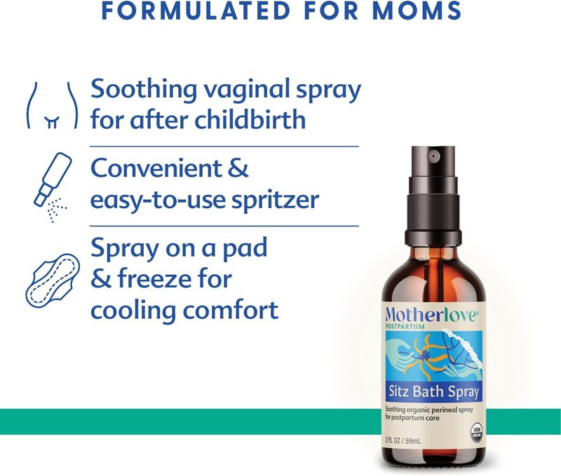 Motherlove Sitz Bath Spray - Herbal Perineal Care for Postpartum Relief | USDA Organic, Vegan, 2 oz