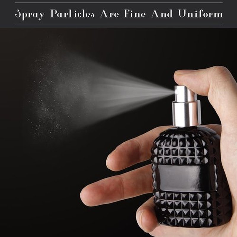 Gsteng Refillable Spray Perfume Bottles, Clear Thick Glass Empty Perfume Bottle, Gold&Silver Perfume Atomizer,Travel Cologne Sprayer Bottles. (Black, 1 Ounces)