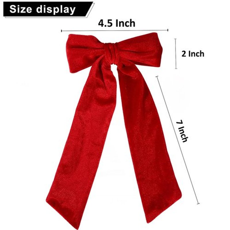 2PCS Velvet Hair Bows, Hair Ribbon Clips Big Fall Alligator Clips Hair Accessories for Women Girls (Red)