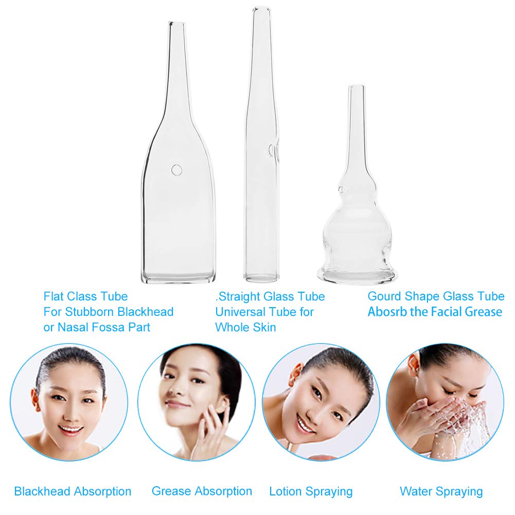 Nikou Vacuum Glass Tube, 3 Pcs Glass Pipes for Vacuum Face Cleanser Blackhead Removal Machine Accessories Deep Pore Cleaning Tools, Compatible with Most Suction Beauty Devices